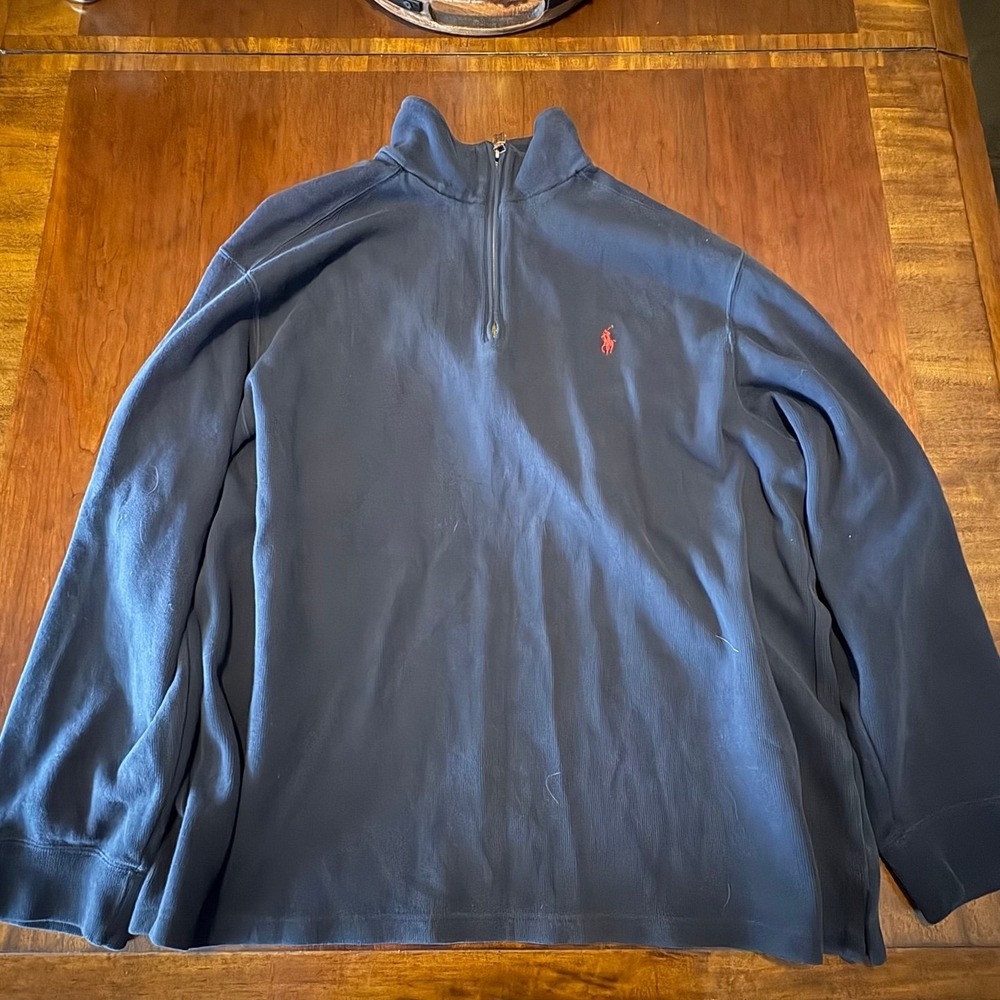 Polo Ralph Lauren Quarter Zip Pullover XXL Navy Red Pony Sweater Jacket
